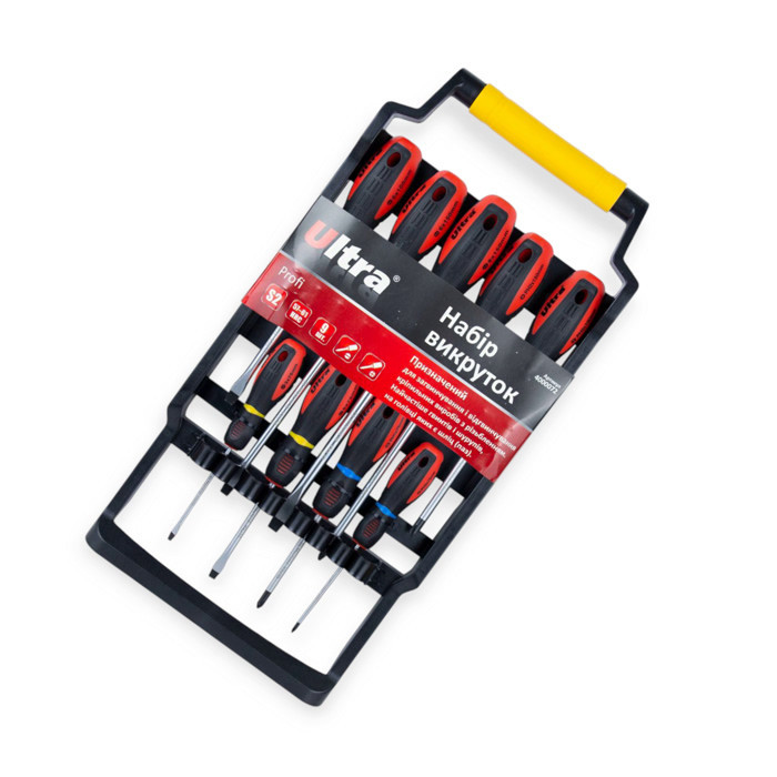 Набор отверток 9 шт магнитные - шлиц 3,5,6,6,8мм; крест 3,5,6,6мм Ultra (планшет) Мукачево - изображение 2