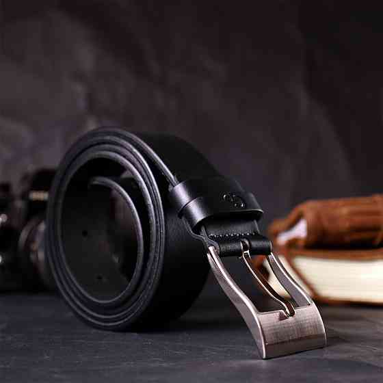 Классический пояс под брюки для мужчин из натуральной кожи GRANDE PELLE 11688 Черный Киев