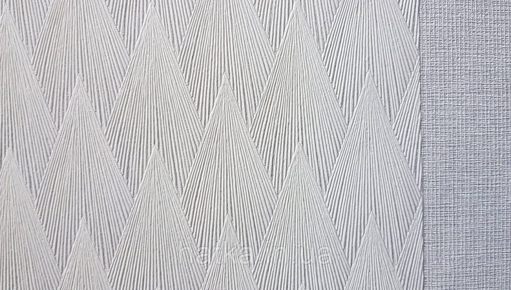 Обои виниловые на флизелине AdaWall Omega1.06х10 геометрия 3д фигуры структурные белые с серебром  23202-1 Киев - изображение 3