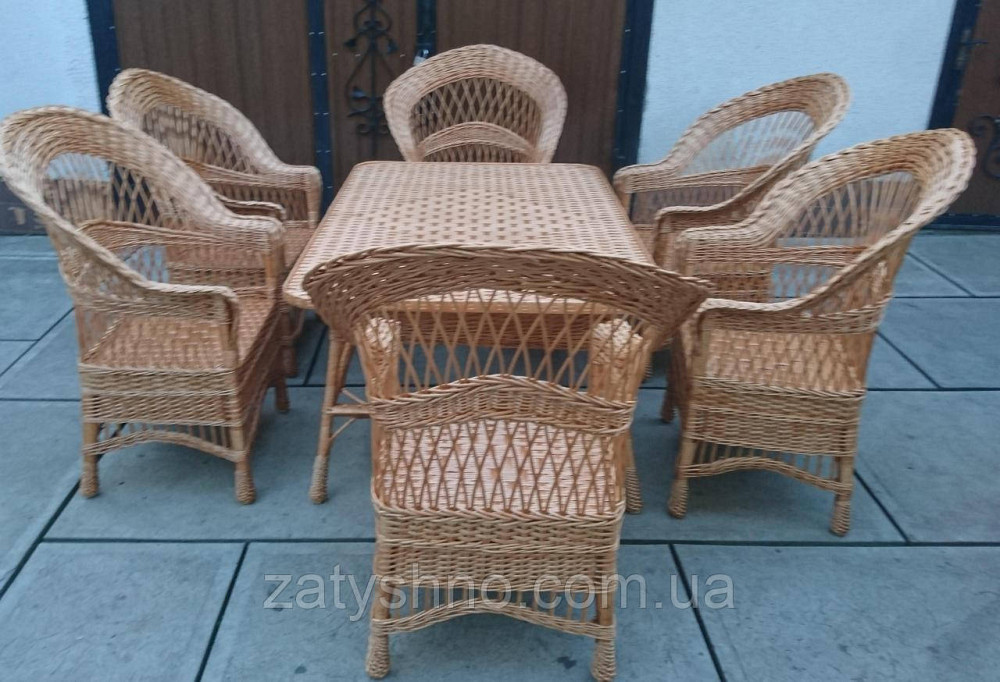 Мебель плетеная на шестерых с большим   столом из лозы Киев - изображение 2