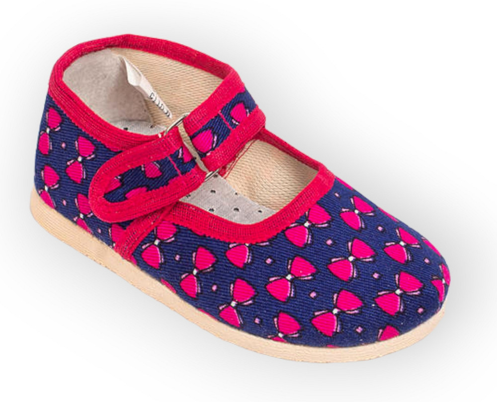 Тапочки в садик с закрытой пяткой на липучке, красно синие, детские тапочки для садика девочка Бантик Одесса - изображение 1