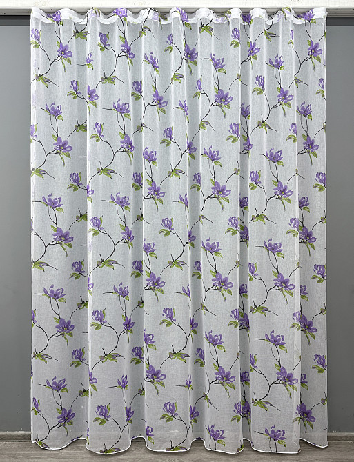 Тюль VR-Textil 1907т Flora Батист Білий з фіолетовим та салатовим 300х270 см (40-243) Київ - фото 9