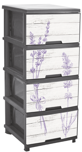 Комод пластик 392х465х955мм с рисунком Лаванда 4 ящика Харьков - изображение 2