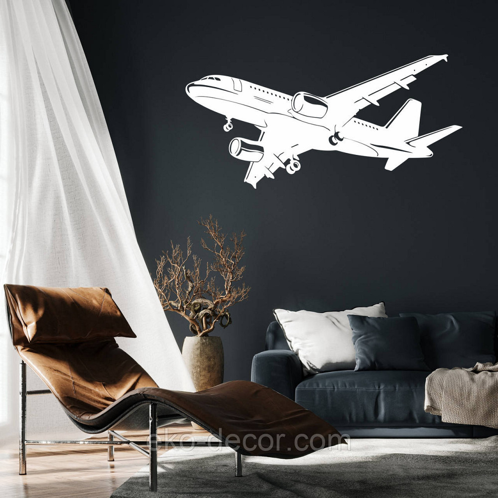 Декоративное настенное Панно «Самолет», Декор на стену 70*33 см, Белый Киев - изображение 1