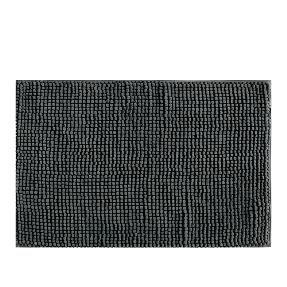 Килимок для ванної та душу м'який довгий ворс 50х80 см, шеніловий, протиковзкий, для душової та ванної кімнати, dark-grey Кам'янець-Подільський - фото 2