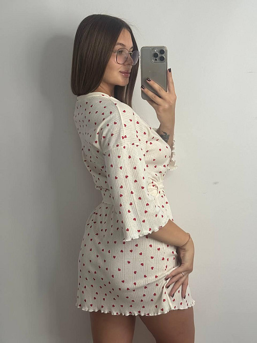 Домашний халат из трикотажа бамбук Красные сердца M/L Харьков - изображение 5