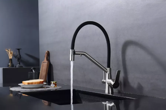Змішувач для кухні Mixxus FUL-021 REFL.BLACK на дві води з гнучким чорним виливом з нерж. сталі SUS304 (MX0787) Чернівці