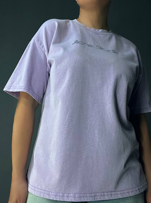 Футболка женская A-N 27039 вареная тай-дай оверсайз хлопок с надписью, сиреневый, one size Киев - изображение 7