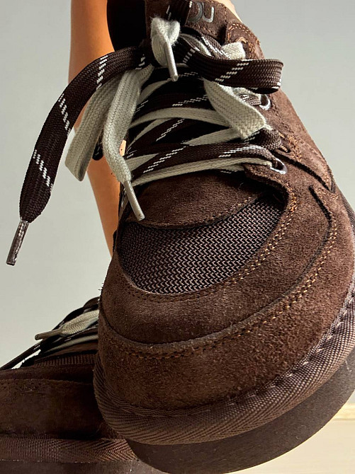 Кросівки жіночі Hengji 1517-6 замшеві з подвійною шнурівкою уггі коричневі, 40, 25,5 см Київ - фото 3