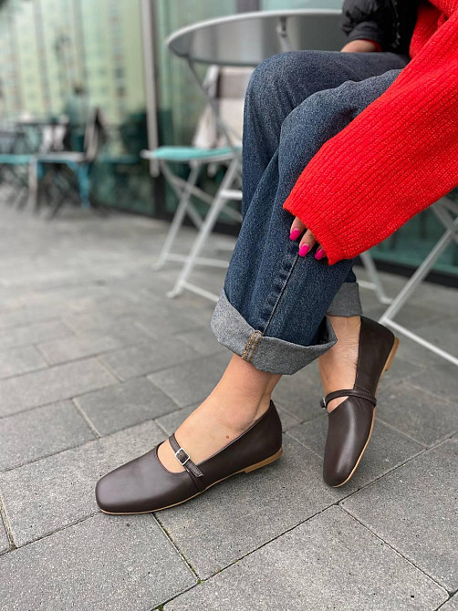 Roberto Netti Балетки женские Roberto Netti шоколадные натуральная кожа квадратный носок (3025) Коломия - фото 4
