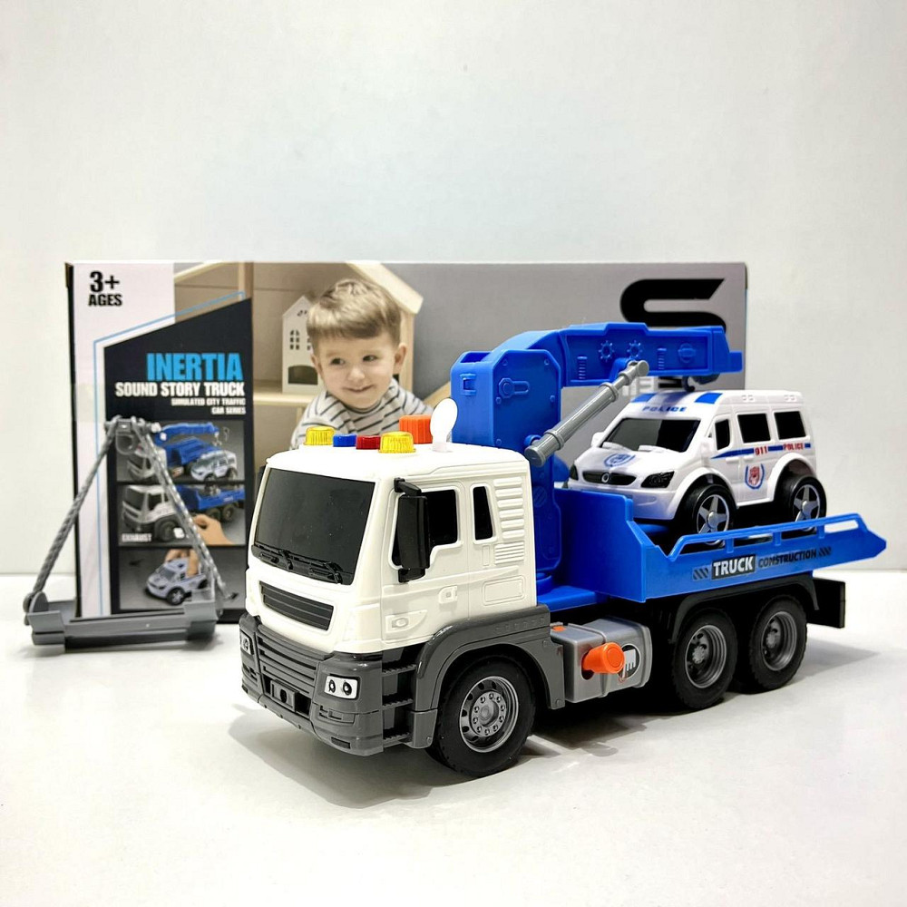 Евакуатор машинка світлові та звукові ефекти інерція машинка 27см Синій (JS106AB) Чернігів - фото 1