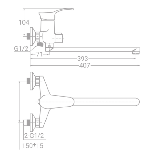 Змішувач SE d40мм для ванної гусак прямий 350мм дивертор вбудований картрідж Tau Житомир - изображение 4
