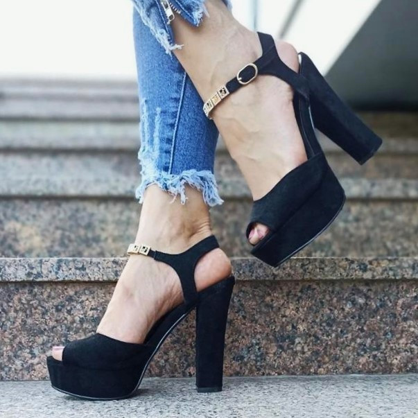 Жіночі Чорні Босоніжки на Каблуці Замшеві Модельні (розміри: 40) — 4-8 Дніпро - фото 10