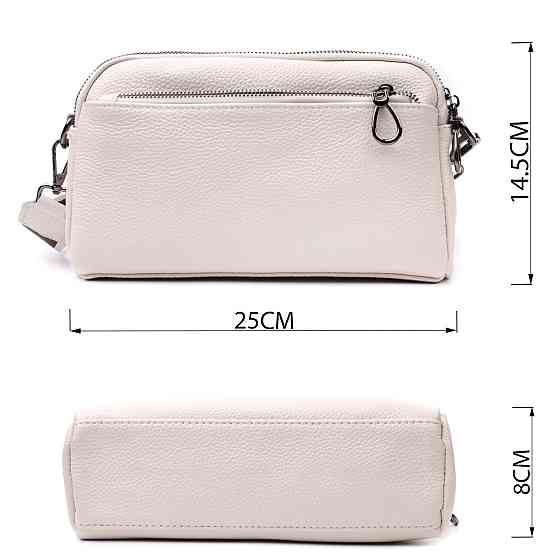 Женская прямоугольная сумка с карманами из натуральной кожи Vintage 22598 Белая Киев