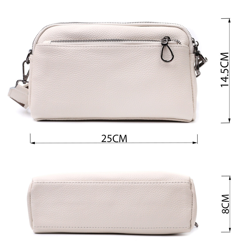 Женская прямоугольная сумка с карманами из натуральной кожи Vintage 22598 Белая Киев - изображение 3