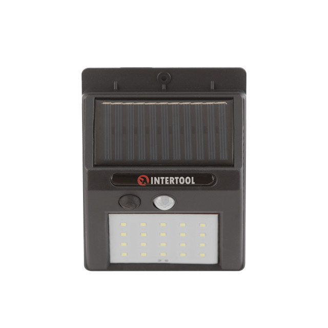 Светильник аккумуляторный настенный 20 SMD, уличный, солнечная панель, датчик движения INTERTOOL LB-0112 Киев - изображение 2
