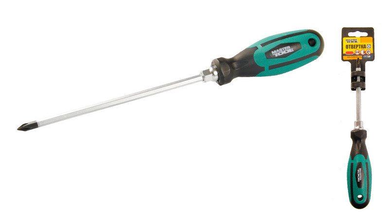 MASTERTOOL Викрутка хрестова магнітна MASTERTOOL HEXAGON РН1х150 мм ручка з TPR покриттям 45-81 Коломия - фото 1