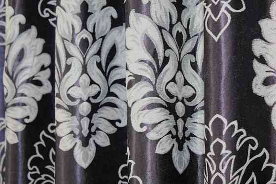 Двостороння тканина блекаут-софт, колекція "Корона" колір чорний з сірим 1273ш (А) Київ