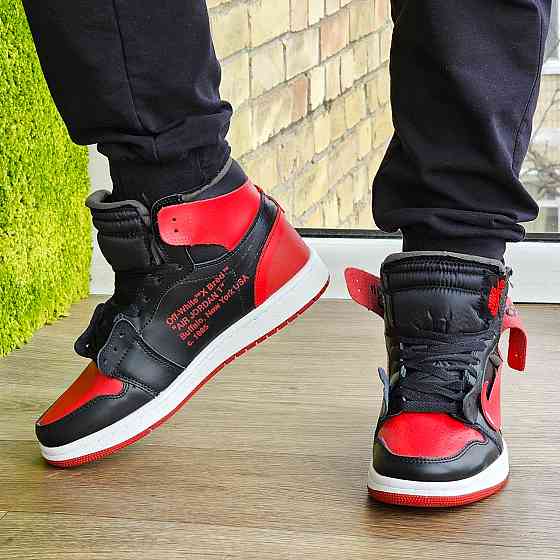 Кросівки Nike AIR Jordan Червоні Чоловічі Чорні Джордани Високі Найк (розміри: 41,42,43,44,45) Дніпро