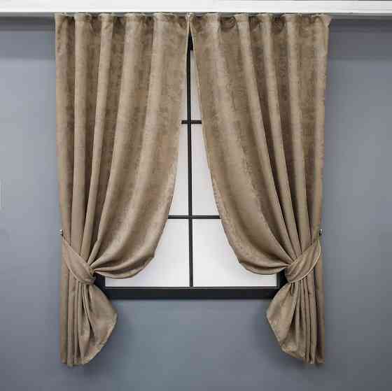 Комплект коротких штор VR-Textil Жакард Sultan № 873ш Карамельний 130х170 см 2 шт (35-0296) Київ