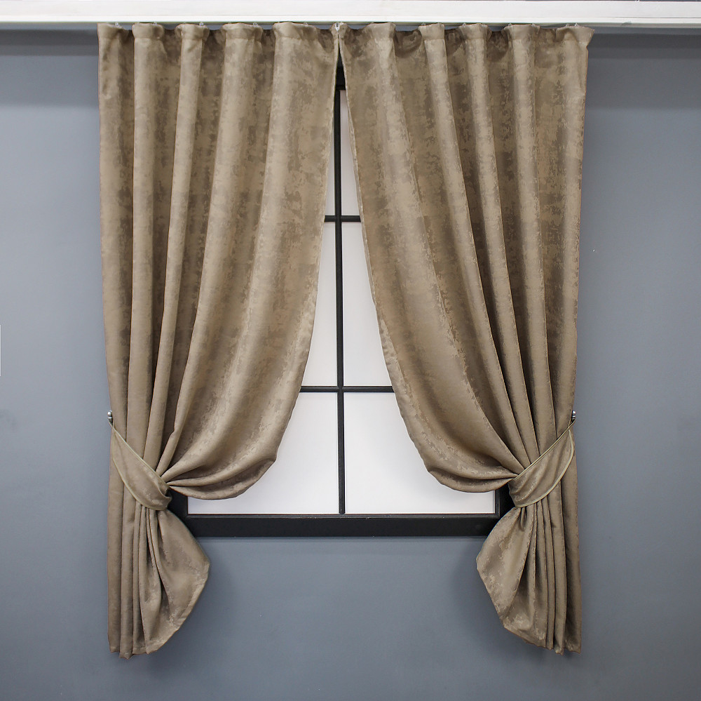 Комплект коротких штор VR-Textil Жакард Sultan № 873ш Карамельний 130х170 см 2 шт (35-0296) Київ - фото 1