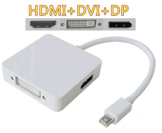 Перехідник mini DisplayPort M --> HDMI/DisplayPort/DVI (24+5), FHD 1080p, кабель 0.2 м Вінниця