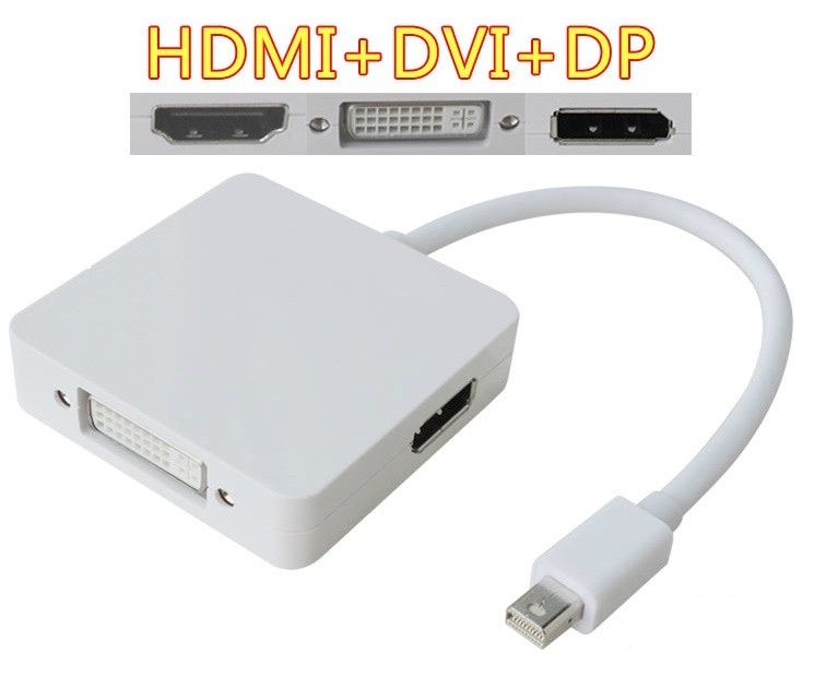 Перехідник mini DisplayPort M --> HDMI/DisplayPort/DVI (24+5), FHD 1080p, кабель 0.2 м Вінниця - фото 1