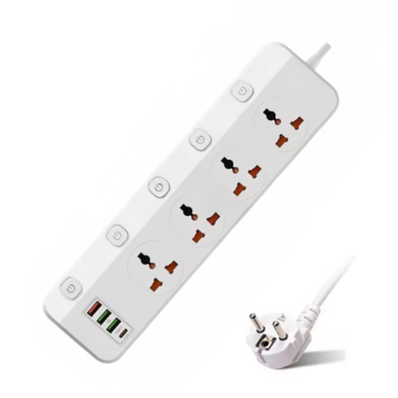 Мережевий фільтр BKL-456 1 QC3.0 +1 PD20W+ 3 USB, 100-250V, 10А, 4 розетки, білий Кам'янець-Подільський