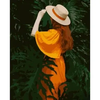 Набір для розпису по номерах Дівчина в зелені Strateg розміром 40х50 см (GS665), шт Киев - изображение 1