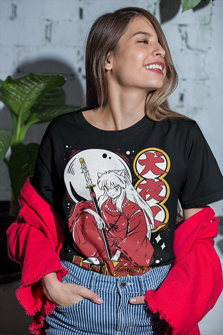 Футболка з аніме принтом Інуйасха Сессхомару Ред Моон оверсайз (S/M/L) Чорний AnimeJ0225 Дніпро - фото 2