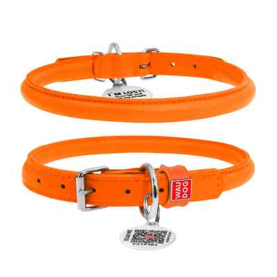 Ошейник для животных WAUDOG Glamour с QR паспортом, круглый, XS оранжевый (22264) Винница