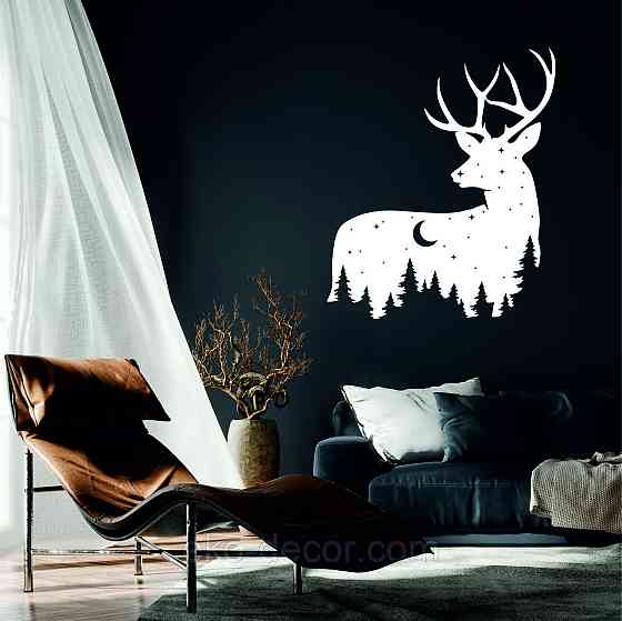 Декоративное настенное Панно «Новогодний олень» Декор на стену 90*75 см, Белый Киев