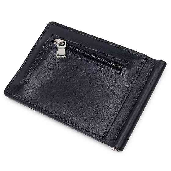 Мужской зажим для денег с монетницей GRANDE PELLE 11548 Черный Киев