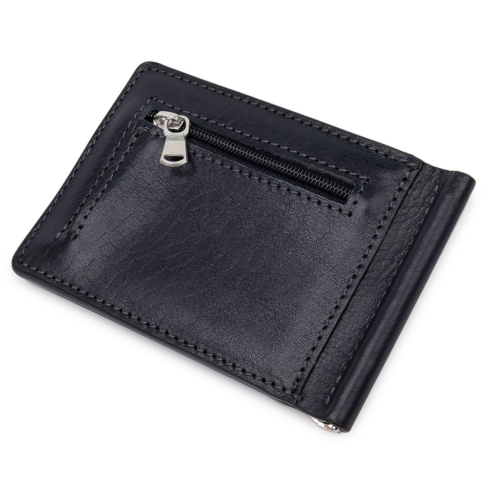 Мужской зажим для денег с монетницей GRANDE PELLE 11548 Черный Киев - изображение 2