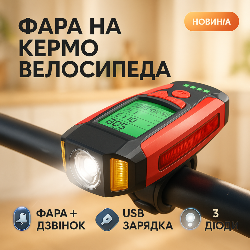 Свет на руль велосипеда с аккумулятором AS0808-XPG+2LED(yellow)+2COB(red), Велосипедный свет на руль DJ-56 Львов - изображение 10
