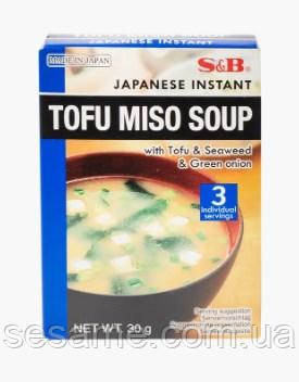 Суп Мисо быстрого приготовления из тофу Aka Miso Soup with tofu S&B 30 г (3шт) Харьков - изображение 1
