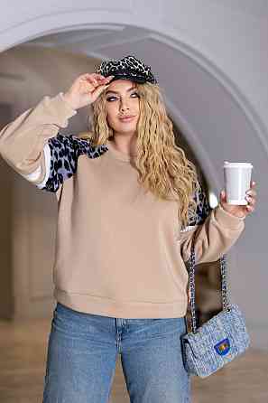 Теплий жіночий світшот "Today" | Батал Бежевий, 50-52 Київ