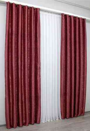 Комплект готових штор VR-Textil Блекаут № 1099ш Бордовий 150х275 см 2шт (30-912) Київ