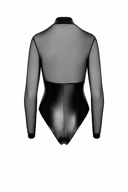 Боді Noir Handmade F321 Edge, XXL, низ під латекс, верх сітка, блискавка на все тіло, декор кільця Sex Aura Київ - фото 8