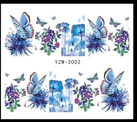 Наклейки для нігтів "Квіточки з метеликами" YZW-3002 Київ - фото 1