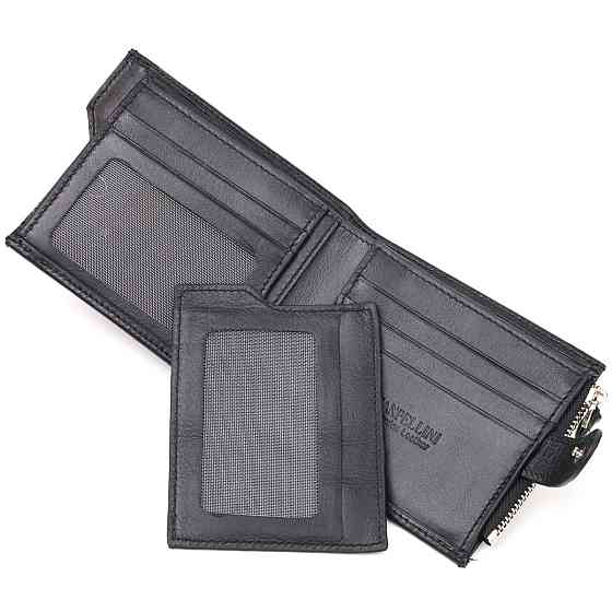 Стильный мужской горизонтальный кошелек из натуральной гладкой кожи CANPELLINI 21505 Черный Киев