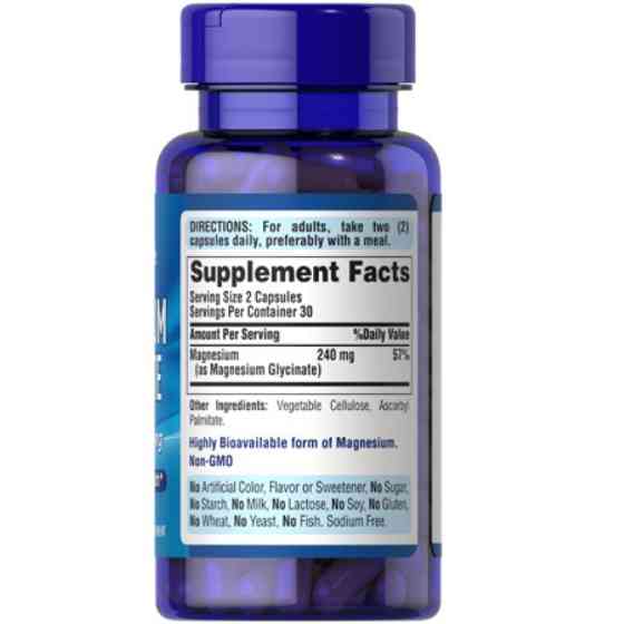 Магний Puritan's Pride Magnesium Glycinate 240 мг 60 капсул Луцк