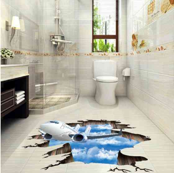 Наклейка на підлогу Літак 60 на 90 см різнобарвний Київ