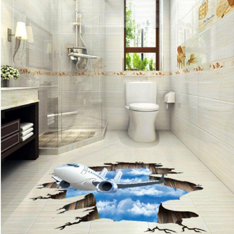 Наклейка на підлогу Літак 60 на 90 см різнобарвний Київ - фото 1