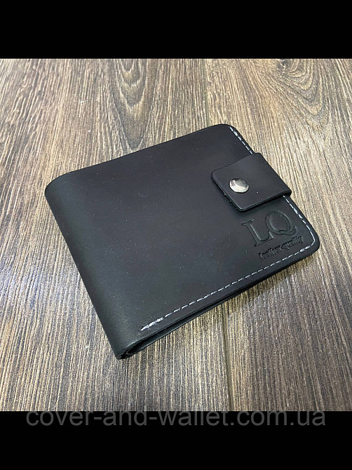Мужской кожаный кошелек ручной работы черного цвета ST Leather Киев - изображение 1