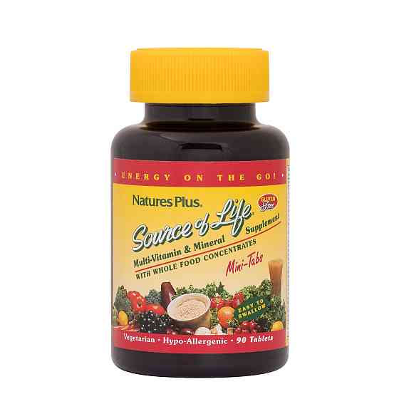 Мультивітаміни та мінерали, Nature's Plus Multi-Vitamin &amp; Mineral Source of Life 90 Mini-Tablets Луцьк
