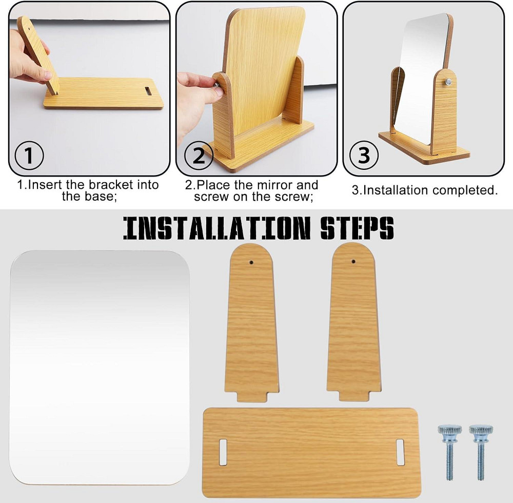 Обертове настільне дзеркало з дерев'яною підставкою 22 x 17 см 29595 Луцк - изображение 3