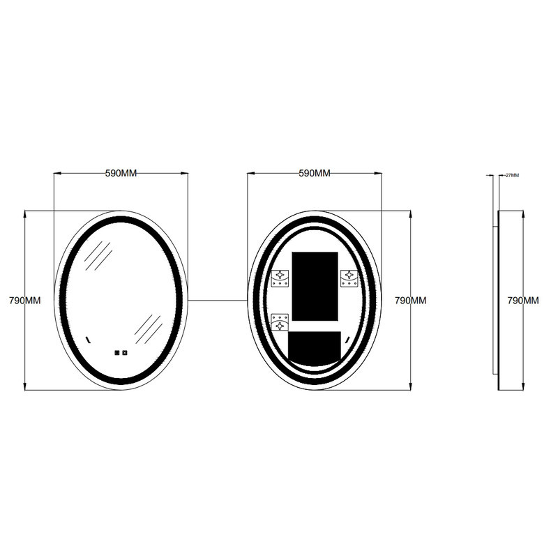 Зеркало Zerix Fusion MV01-60x80-REVERSE с LED Touch, Anti-fog, диммером, регулятором яркости (ZX6068) Киев - изображение 4