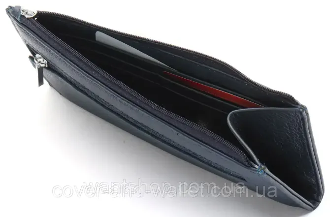 Тонкий кожаный кошелек на молнии ST Leather 025 Dark Blue Киев - изображение 7