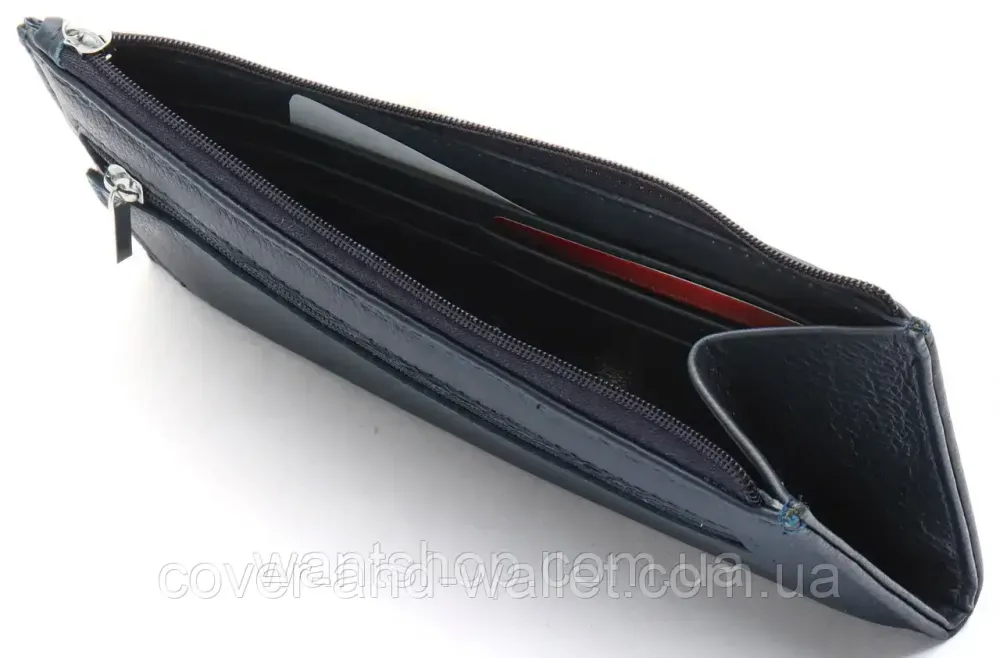 Тонкий шкіряний гаманець на блискавці ST Leather 025 Dark Blue Київ - фото 7